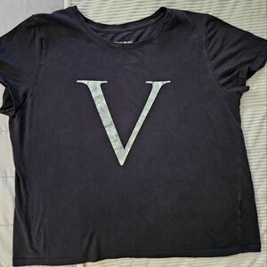 Victoria's Secret Black V-Print Women's Top Size L